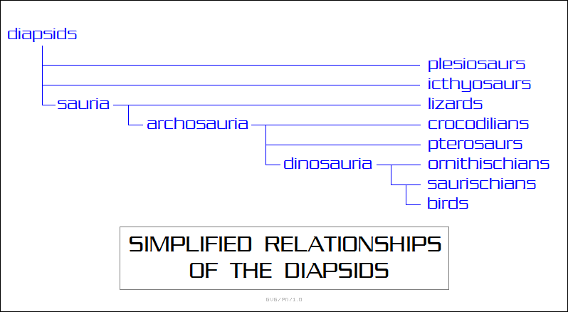 simplified relationships of the diapsids