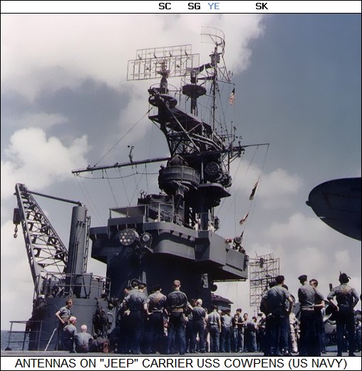 antennas on jeep carrier USS COWPENS