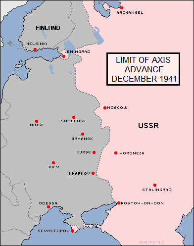 limit of Axis advance, December 1941