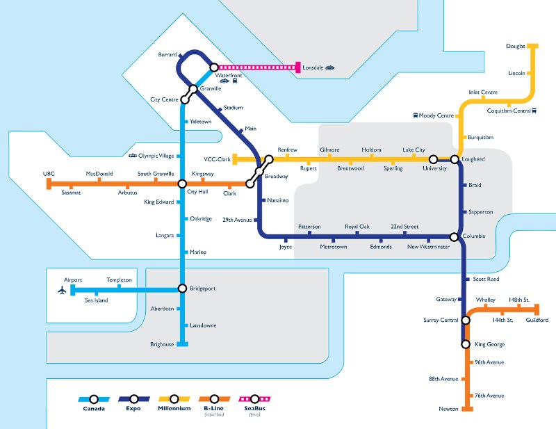 Vancouver BC transit system map